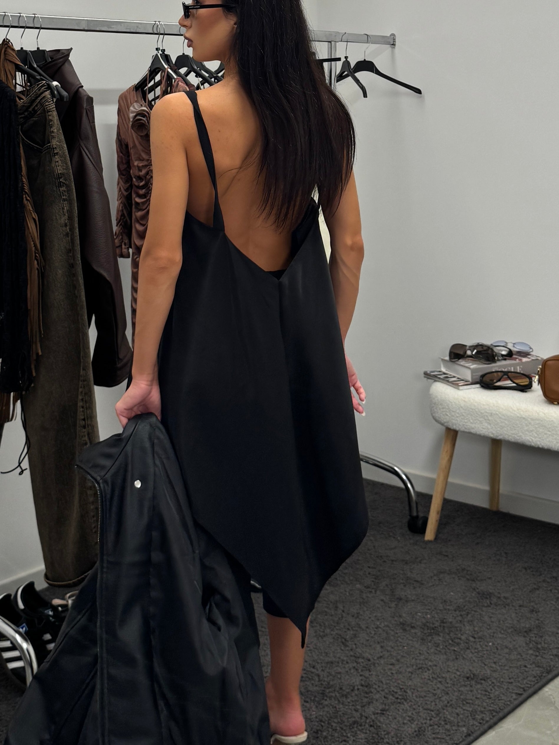 Top asimmetrico dettagli argento