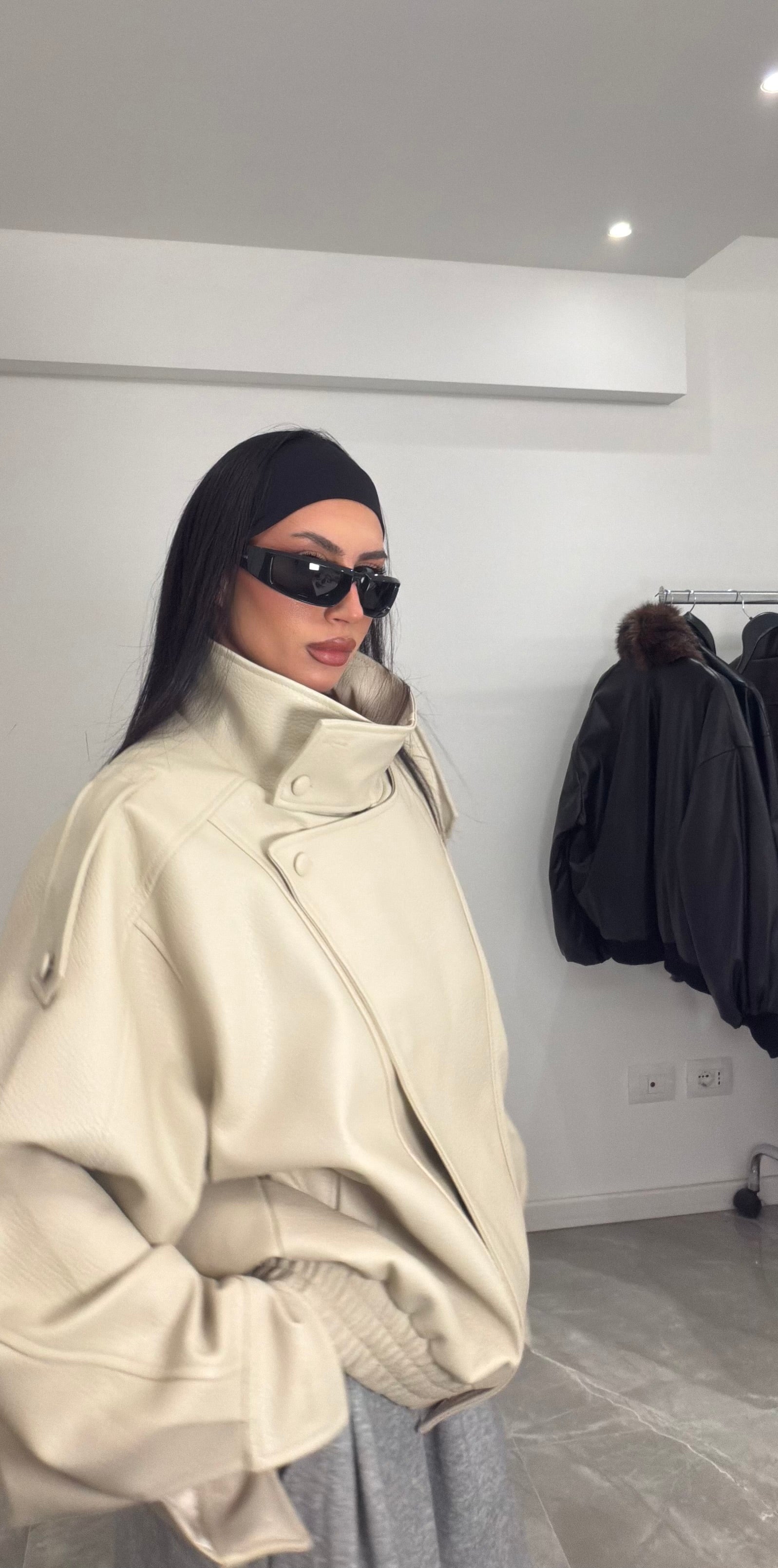 Jacket leather cream