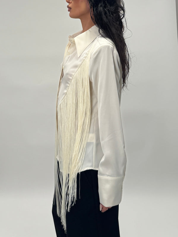 Camicia frange white ivory
