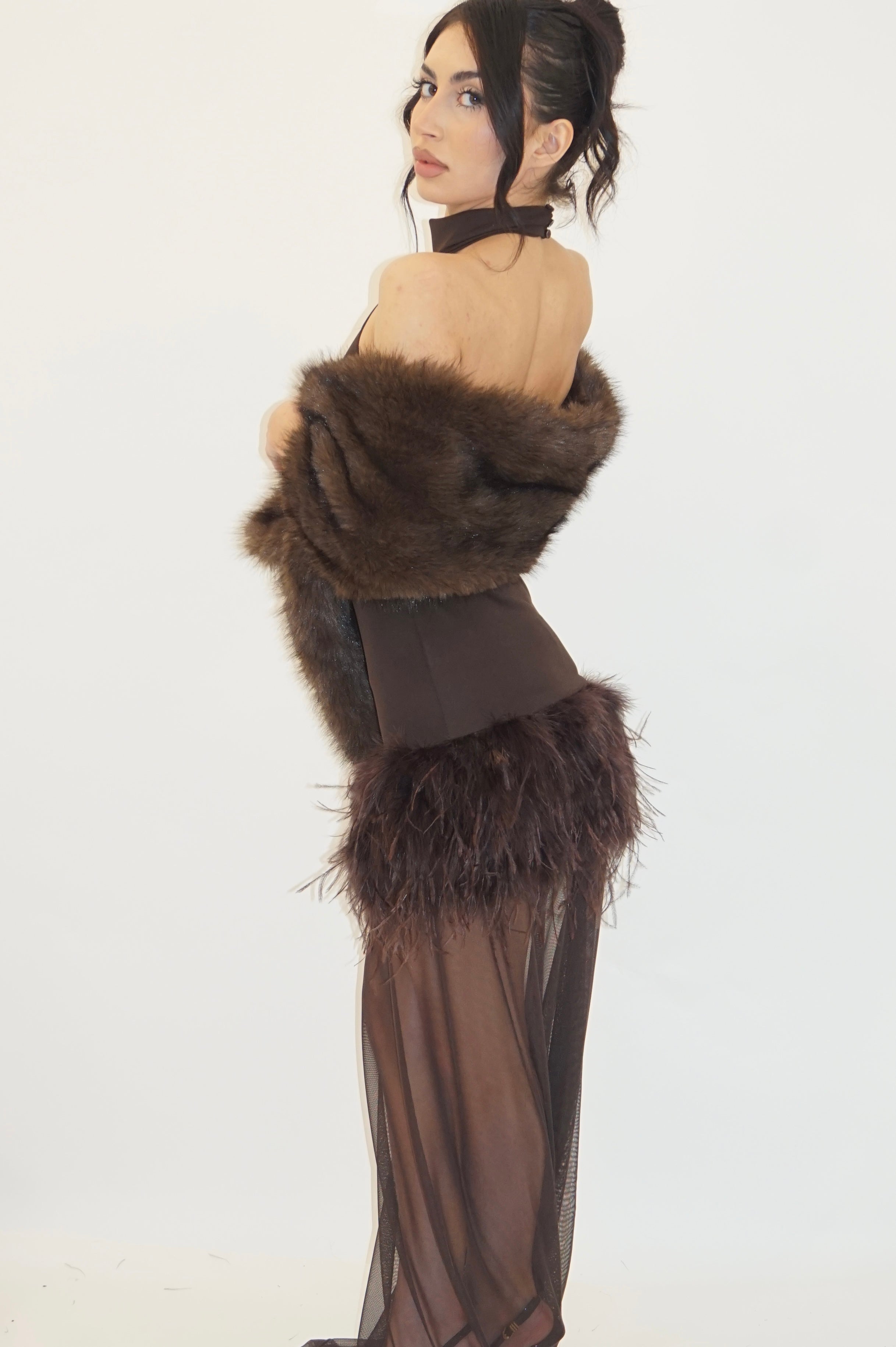 Dress plume skirt chocolate