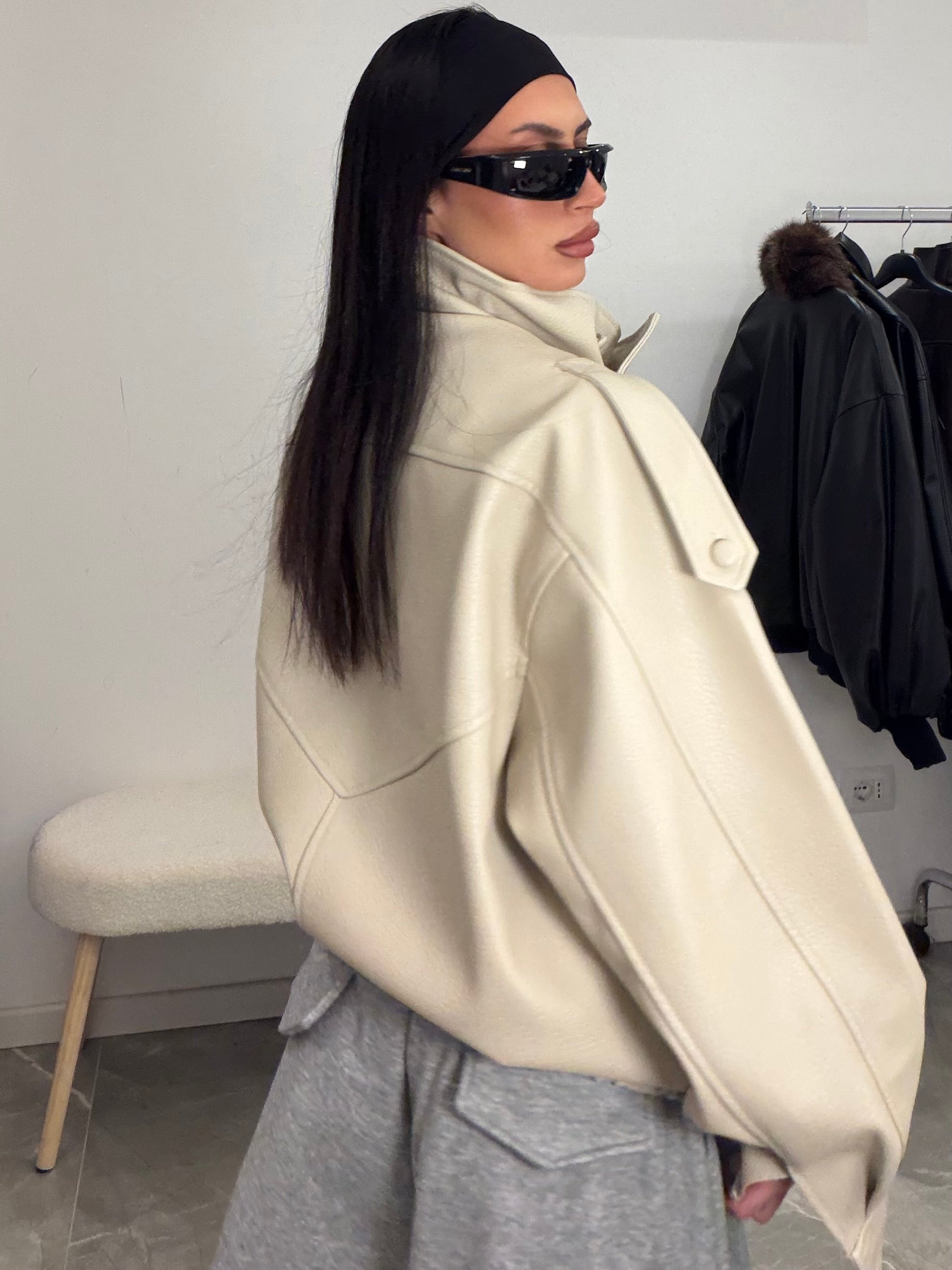 Jacket leather cream